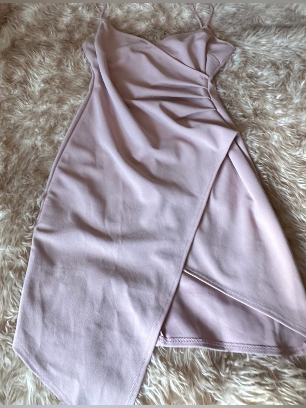 Blue Blush Draped Wrap-Front Slip Dress